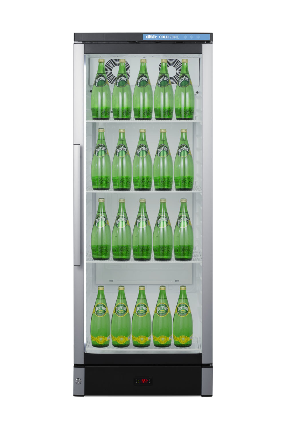 Commercial glass door beverage center with lock